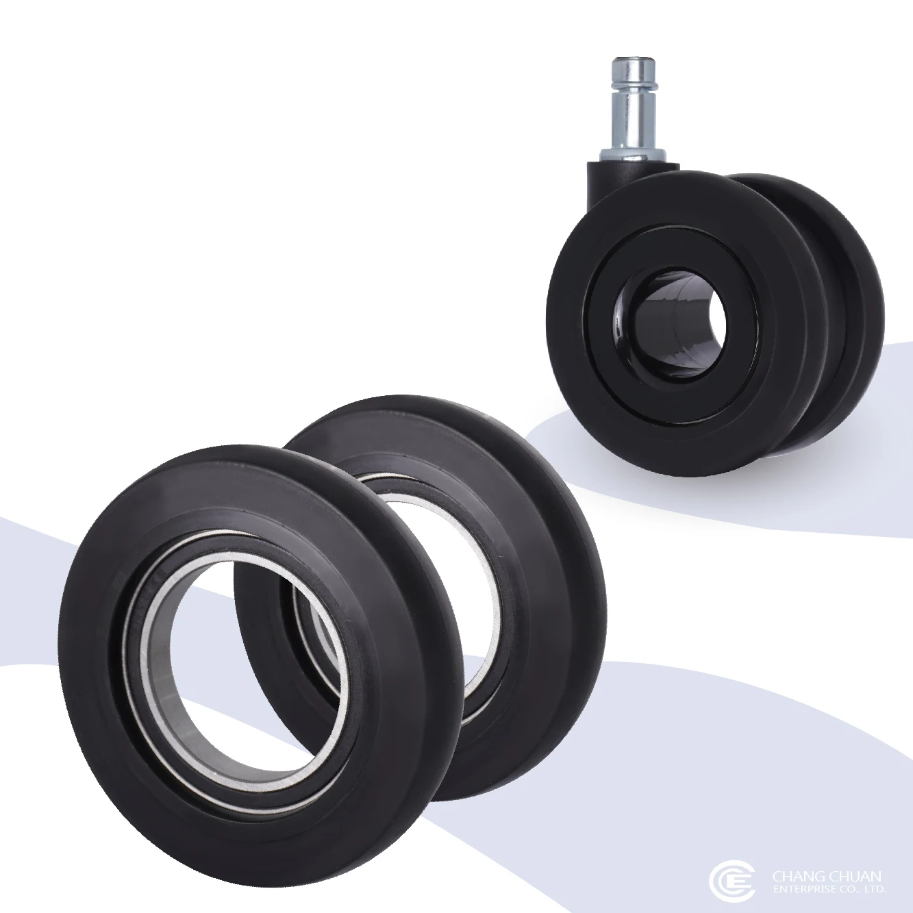 CCE Quite Smooth Office Chair Caster Wheels Hardwood 7/16 inch Universal Stem for Chair or IV Pole Replacement