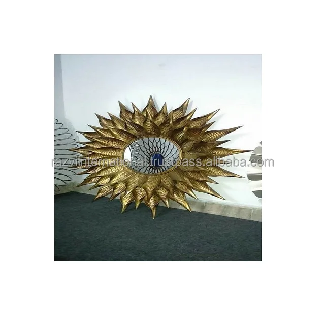 Gold living room luxury metal wall mirror for home decor
