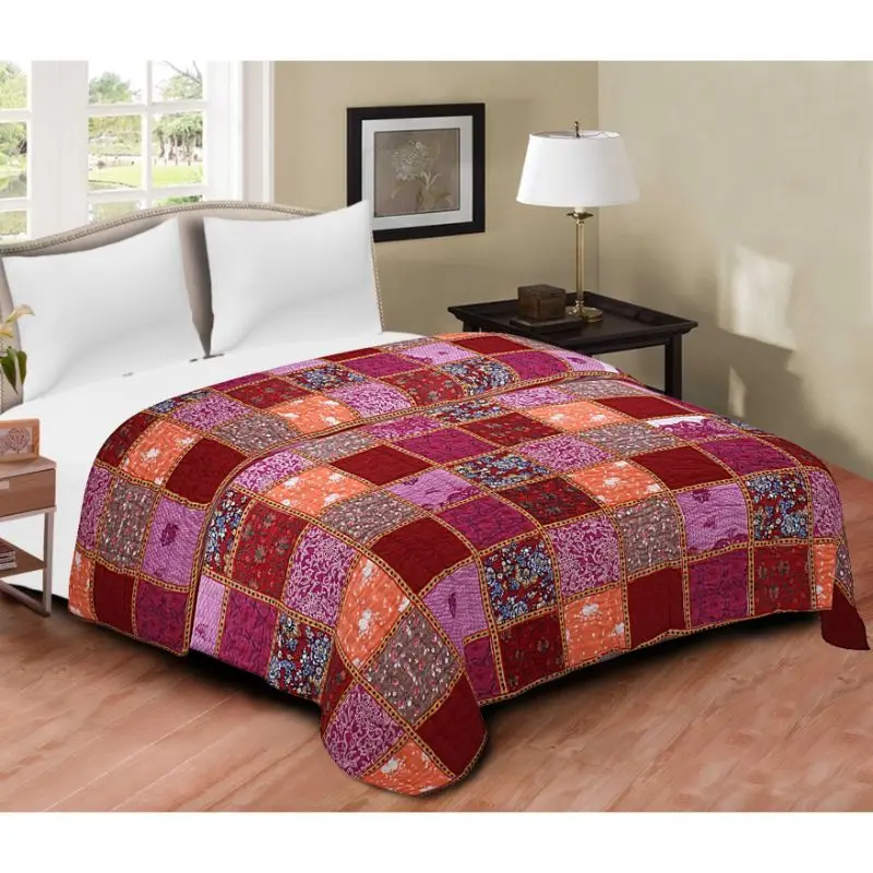 Индийские современные летние стеганые покрывала kantha ручной работы в стиле пэчворк