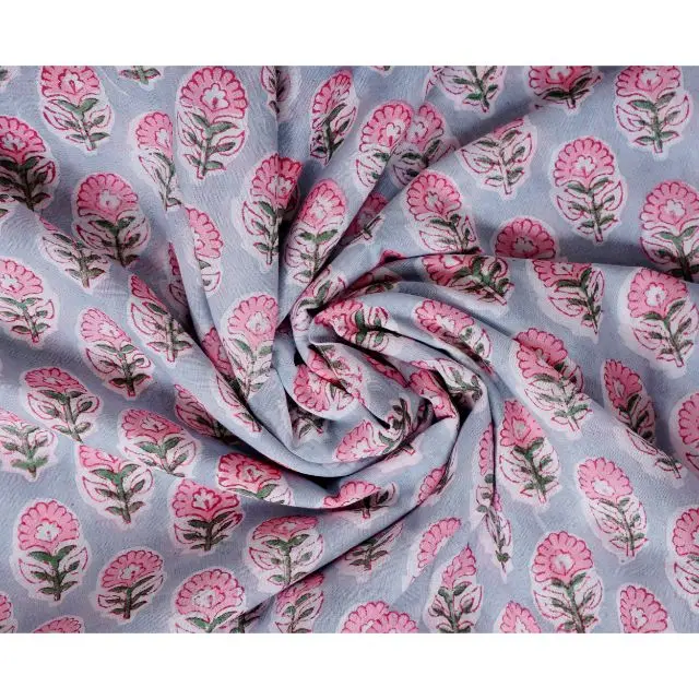 Indian Hand Made Soft Cotton Modern Floral Jaipur Block Print Fabric, Block Print Dress Material, Indian Cotton Fabric,
