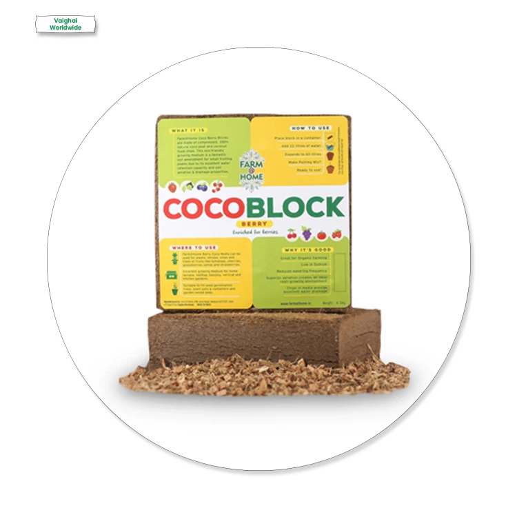 Superb Quality Natural Grade Coconut Coir Fiber Pith Coco Peat Block from India
