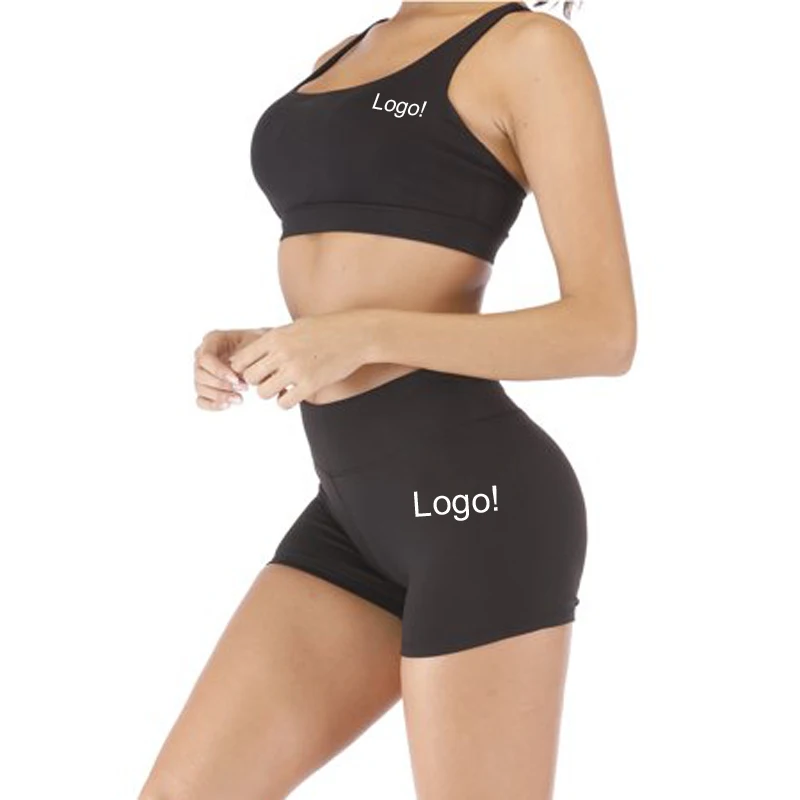  Женские комплекты для тренировок из 2 предметов с логотипом под заказ Женский комплект фитнеса и йоги шортами бюстгальтером спортивный бюстгальтер шорты