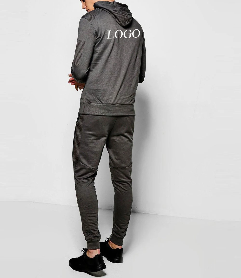  Мужской серый Стильный облегающий Байкерский спортивный костюм с индивидуальным логотипом спереди и сзади трендовый мужской