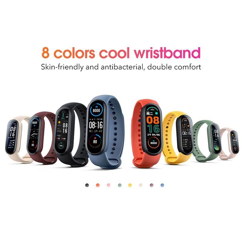 Xiaomi Mi Band 6 Sport Wristband Heart Rate Fitness Tracker AMOLED Screen Smart Band 5 Colorful Bracelet