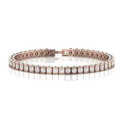 Solid 14KT Yellow Rose White Gold 4.4 CT Real Natural Diamond Tennis Bracelet For Unisex