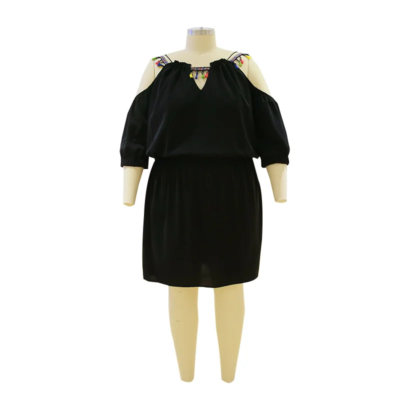 
Dropshipping short sleeve black color casual cotton dresses women summer clothing 