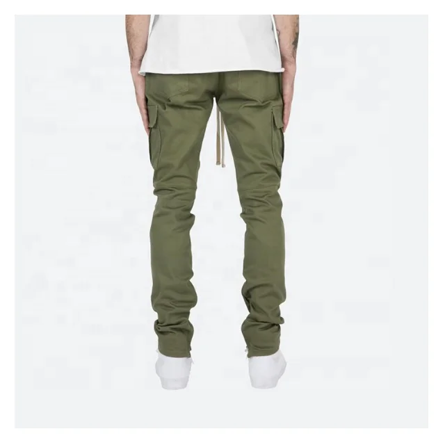 Wholesale high quality streetwear mens bottoms custom cargo jogger pants men in Olive green Cargo Trousers