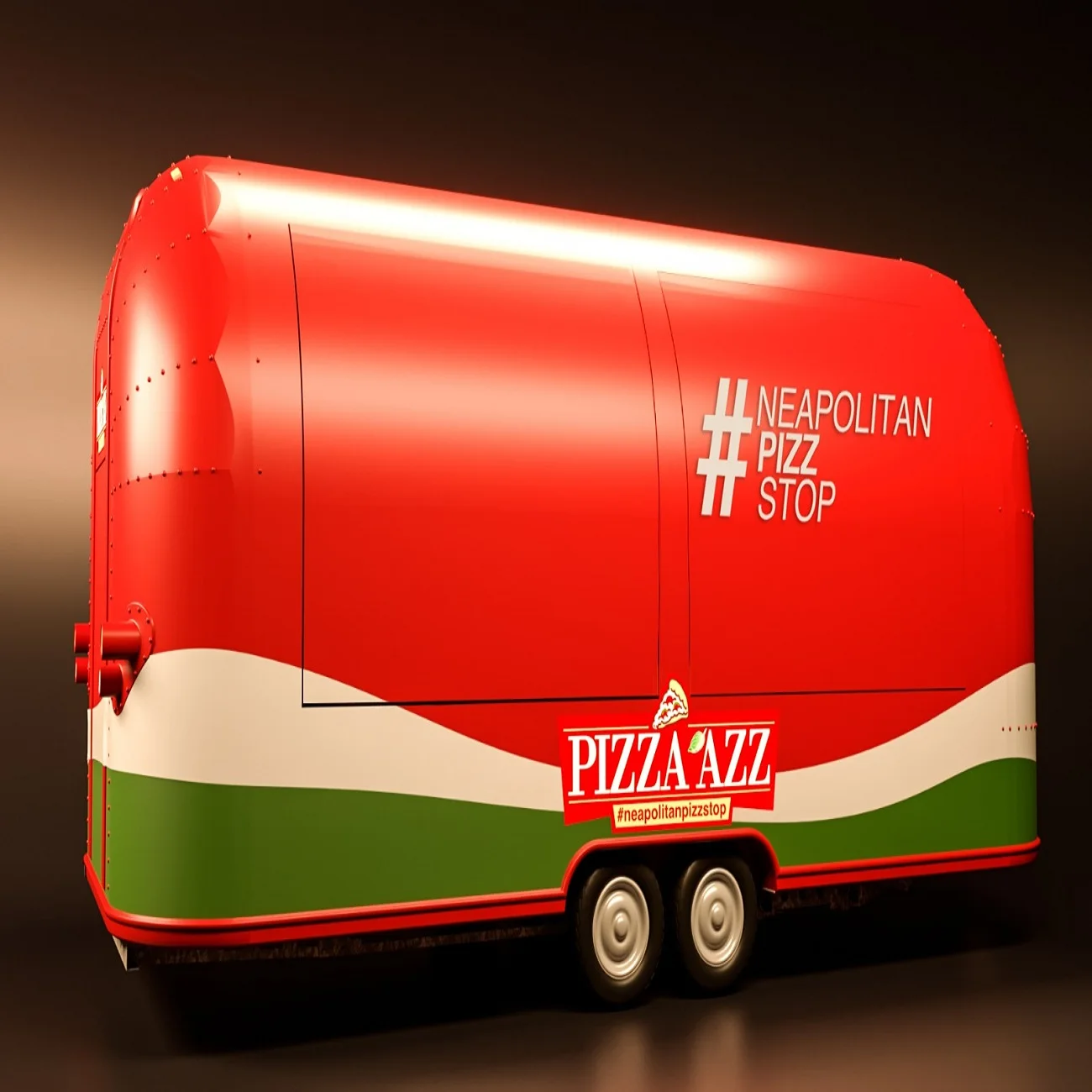 Italian 5x2m gas food truck mobile for baked and fried authentic Neapolitan pizza export street food