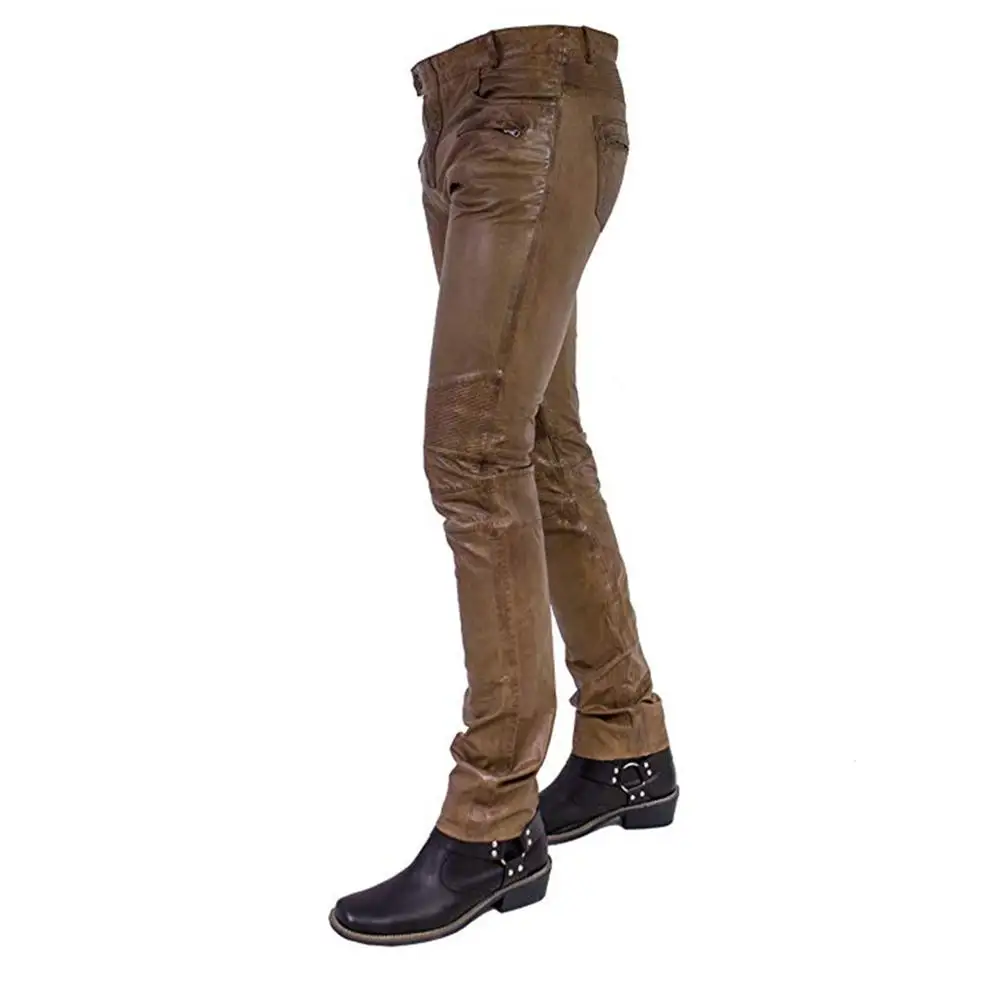 Top quality lamb Leather Pants 2021 Clothes New Trendy High Quality Casual Fashion Straight Leg Leather Pant