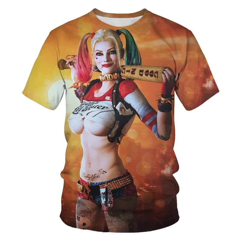 Factory Plus Size OEM Mens T shirt 3D Joker Cartoon Clown Printed Funny Graphic Tee Shirts White Tops