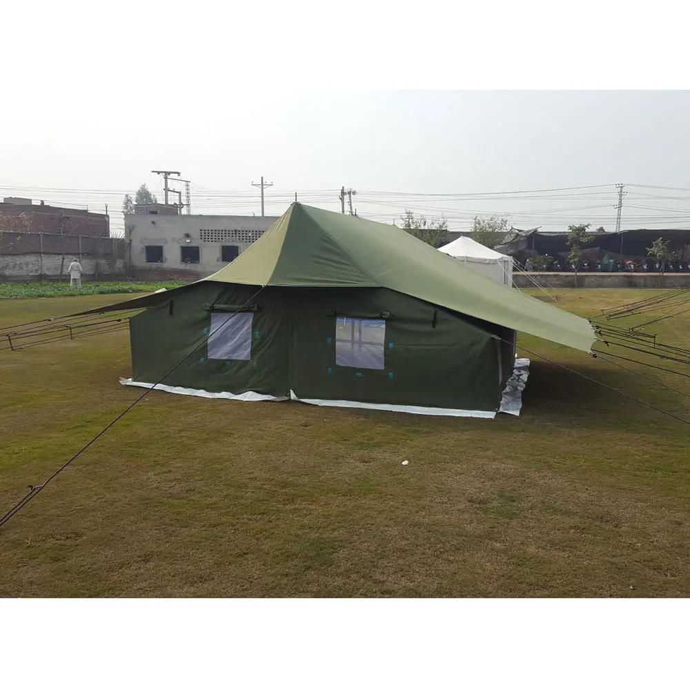 Military Cotton Canvas Small Wall Army Tent Ridge Pole Tent Custom Color Canvas Camping Military Olive Ridge For Emergency Reli