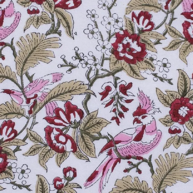 Yard Flower Print 100% Cotton Hand Printed Block Print Light Weight Fabric Hand Block Beautiful fabric