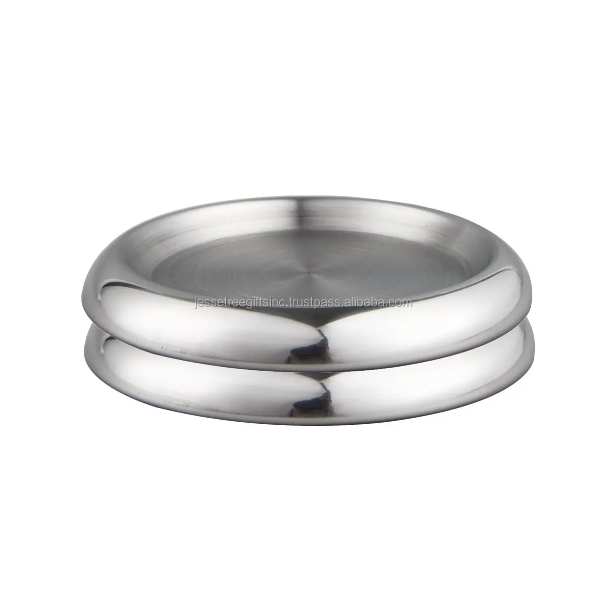 Metal Coaster Set Of 4 Pieces With Matte Polish Finishing Round Shape Plain Design High Quality For Serving Drinks