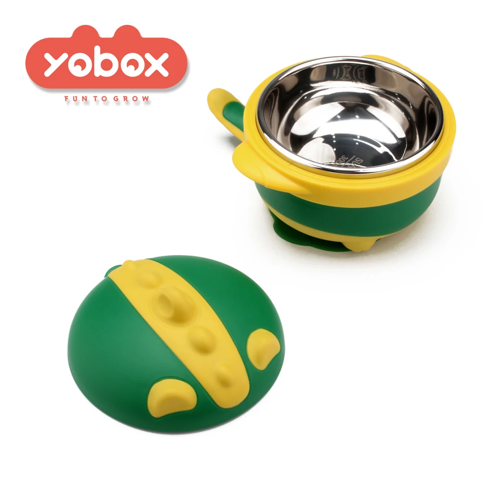 300 ml big stainless steel Baby food warmer feeding bowl with silicone pad double layer waterable zone bowl metal bowl
