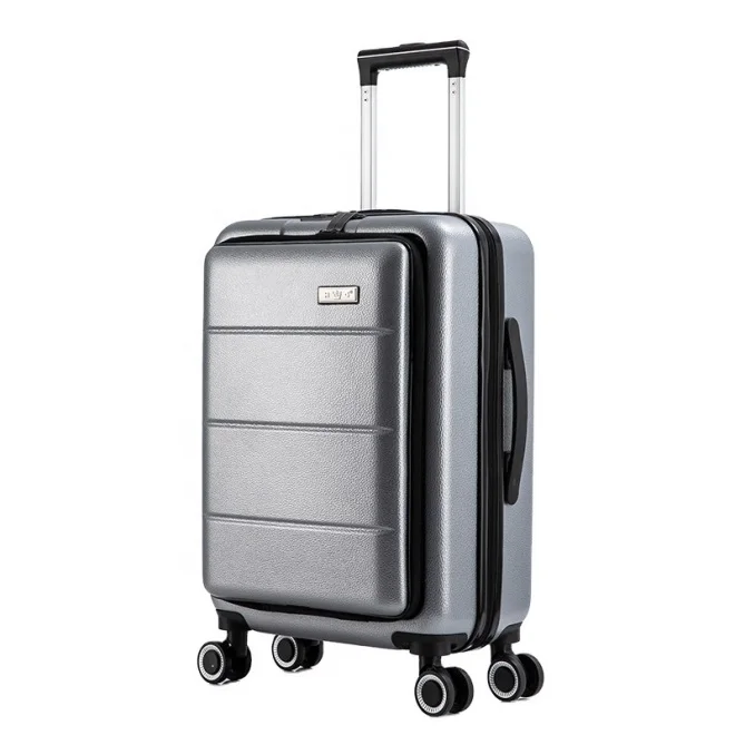 2020 Hot Sales wheeled cabin luggage hard shell suitcase front pocket luggage laptop trolley luggage bag