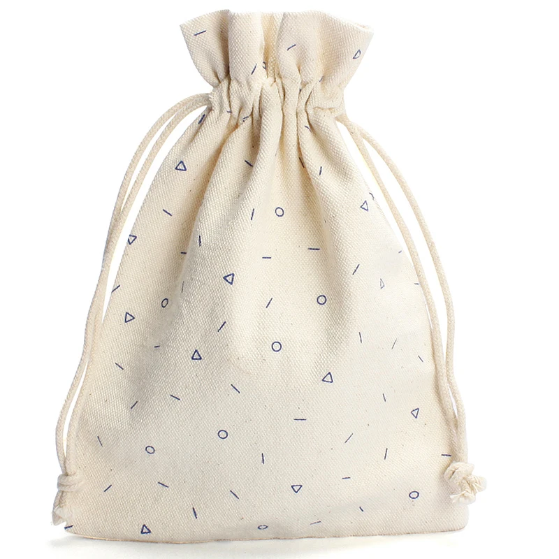 wholesale Custom Organic Natural Printed Cotton Canvas Drawstring Bag Canvas Cotton Pouch Drawstring Bags