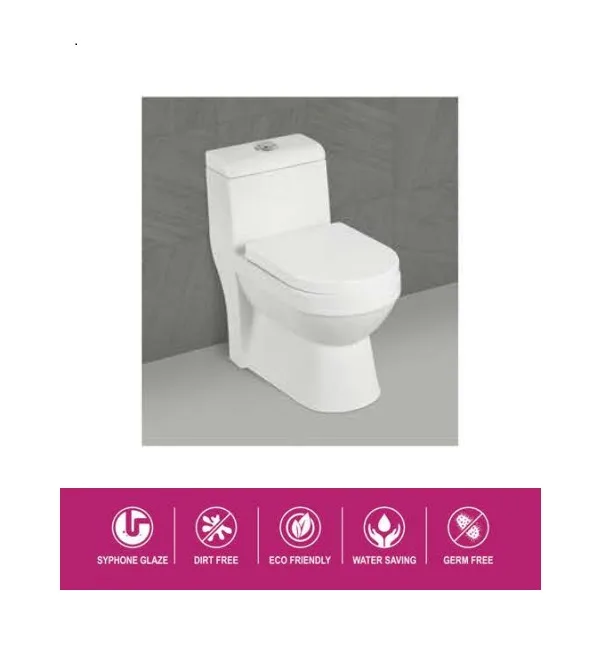Ceramic One Piece Toilet Water Closet Top Quality White Modern Ceramic Toilet WC White Color Floor Mounted Siphon Flushing 220mm