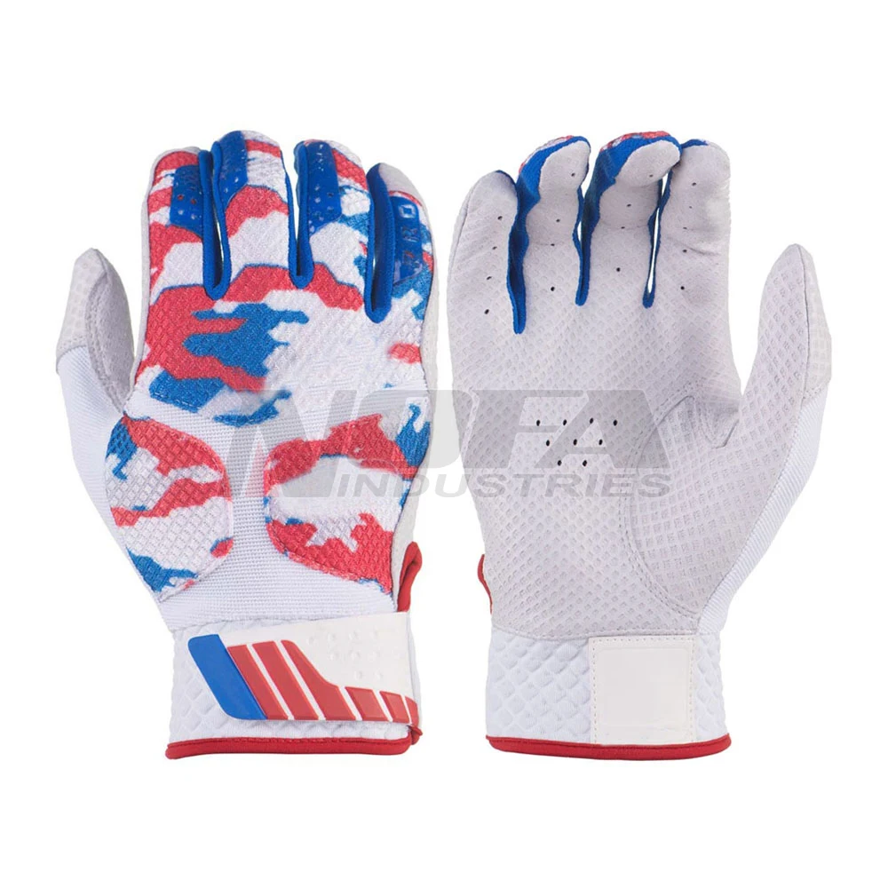Top Quality leather durable grip batting gloves /Baseball batting equipment customized logo batting gloves