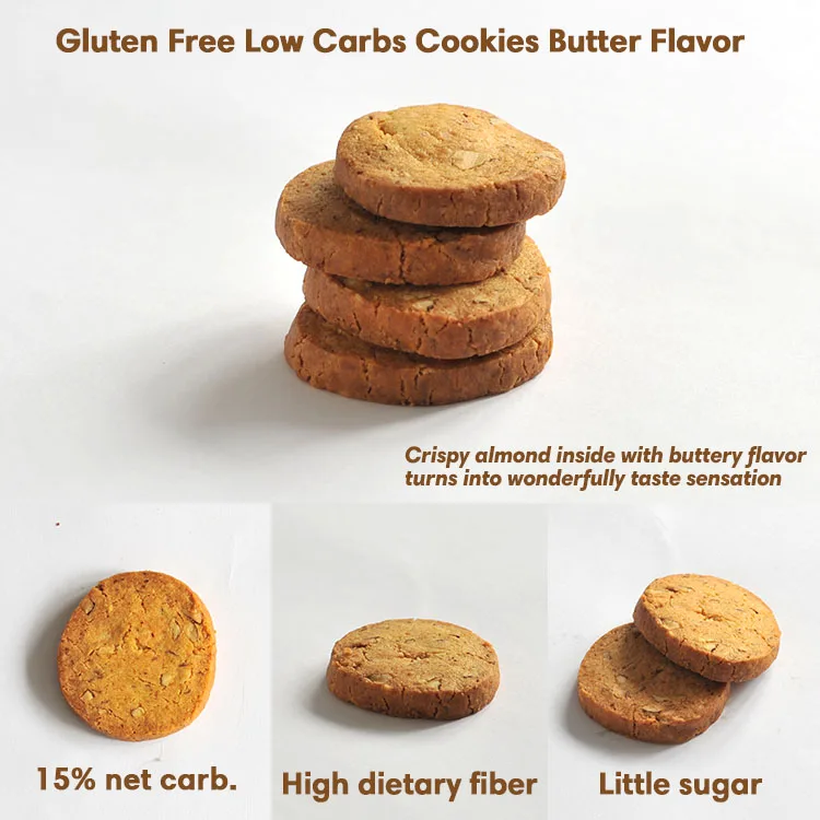 Fat burn dietary supplement meal replacement keto low carb snacks biscuits crisp almond cookies