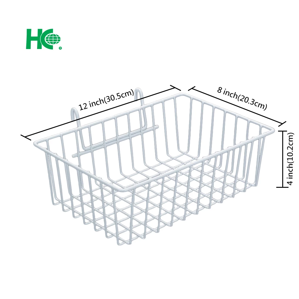 White rectangular wire grid wall basket