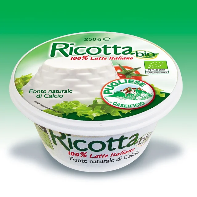 Casa Radicci Organic ricotta cheese 250g in cup White sweet and creamy dairy product Bio Natural milk ricotta cheese