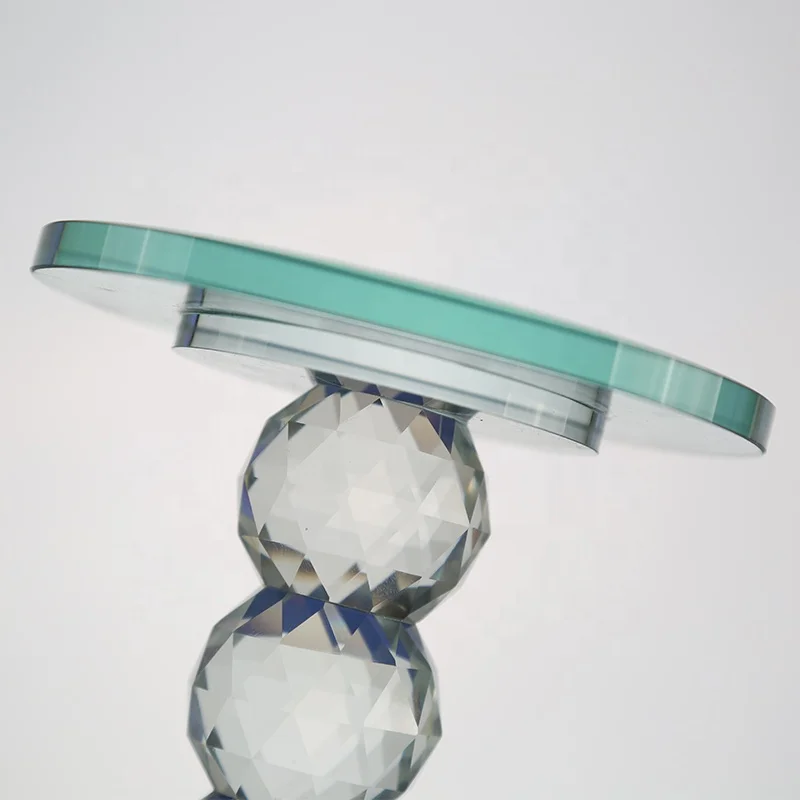 Vintage Style Blue Crystal Glass Dessert Cake Stand with Crystal Top for Home Decor