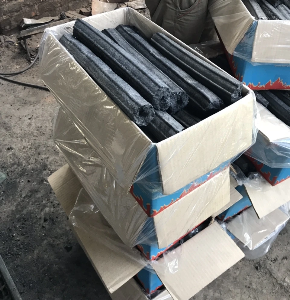 Smokeless, low ash hexagonal hardwood sawdust charcoal briquette with best quality and big quantity for export