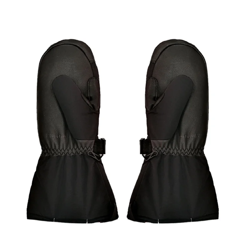 Winter Ski Mittens Thermal 3M Thinsulate Insulation Water Resistant Real Black Goat Leather Snowboard Skiing Mitts