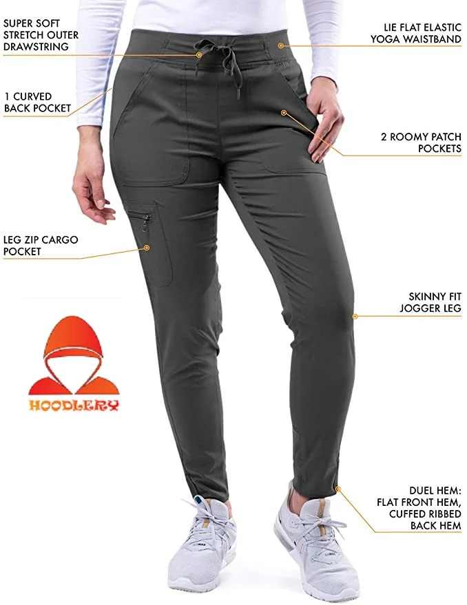 Modern Athletic Scrub Set for Women - Modern V-Neck Scrub Top & Yoga Jogger Scrub Pants