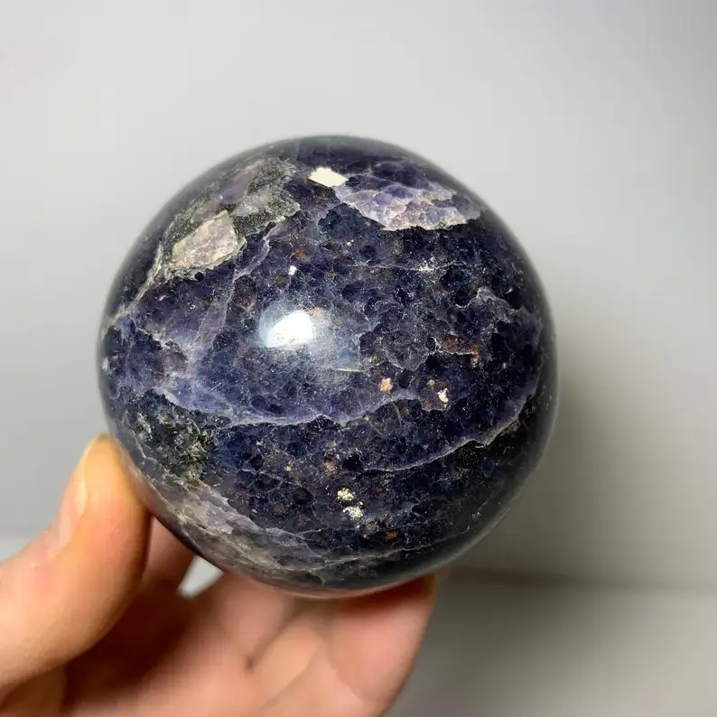 High Quality Iolite Sphere Reiki Charged Powerful Psychic Energy Improves Relationship Enhance Intuition Opens Third Eye Ease Mi