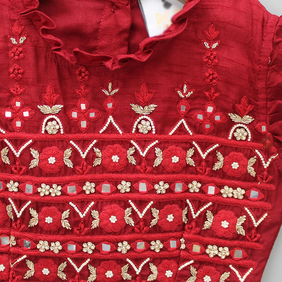 Gorgeous Indian Clothing Ethnic Wear Beaded Top Faux Mirror Work Organza Girls Kids Wear Lehenga Dupatta  Party Special Latest