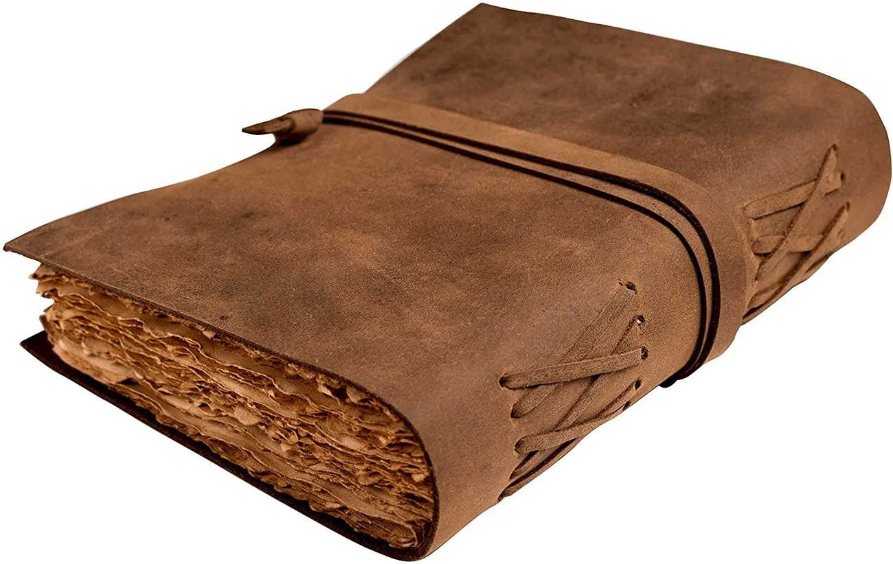 Gift for All! Handmade Antique Deckle Edge Paper Leather Sketchbook - Book of Shadows Journal - Thick Journal - Vintage Journal