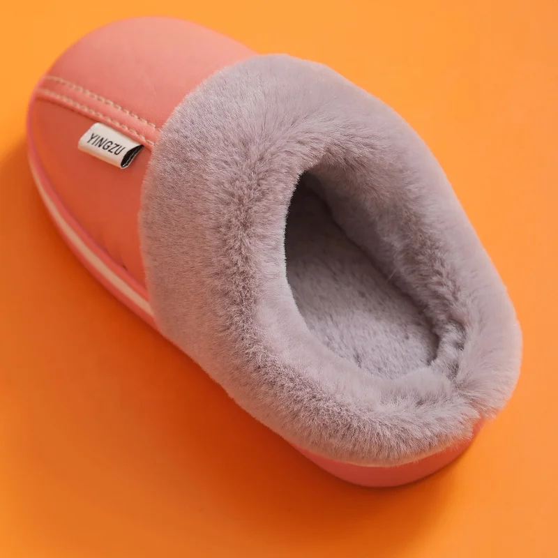 2021 Hot-Selling Pu Leather Warm Fashion Waterproof  Dirt-Resistant Home Indoor Cotton Slippers For Children