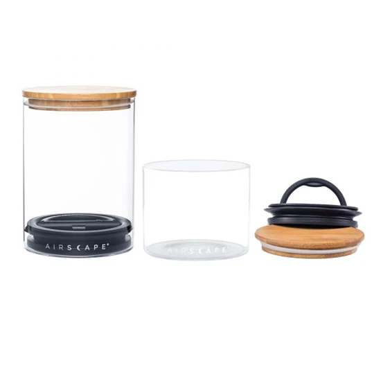 Airscape Glass & Bamboo, классическое КУХОННОЕ И буфетное хранилище-это ваша стеклянная крышка Airscape с бамбуковой крышкой