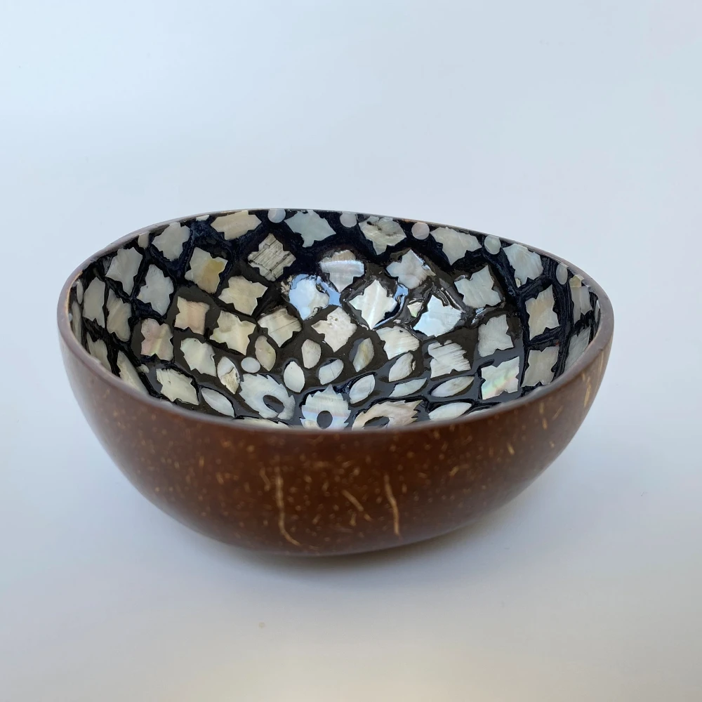 Coconut Shell bowl - HJ CSS 021 BW Sunshine- ATM Coached by  sea shell in Sunshine  pattern- OEM/ODM