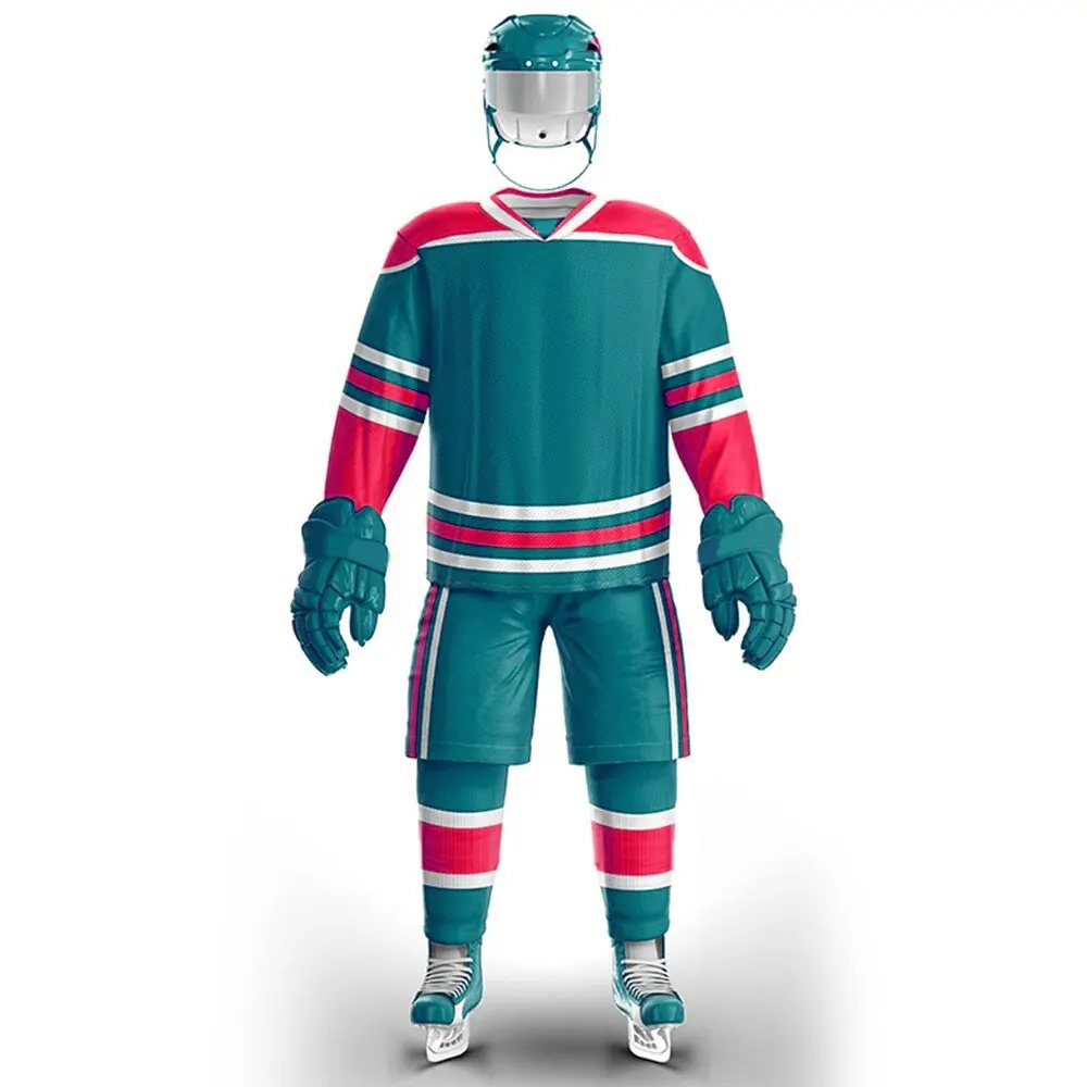 Спортивная униформа для хоккея с шайбой, униформа из 100% полиэстера для хоккея с шайбой для взрослых