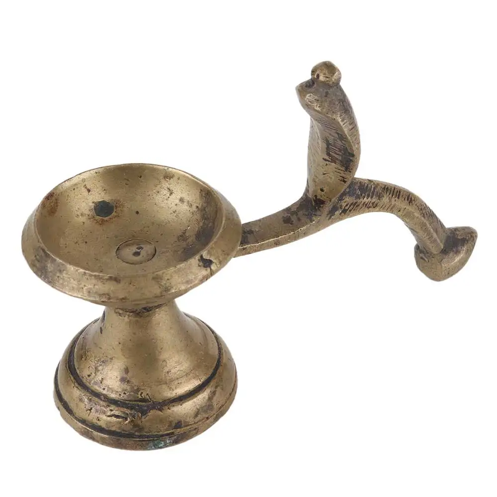 Handmade Golden Brass Diya With Cobra Head Oil Lamp Deepawali Decoration SNP-586