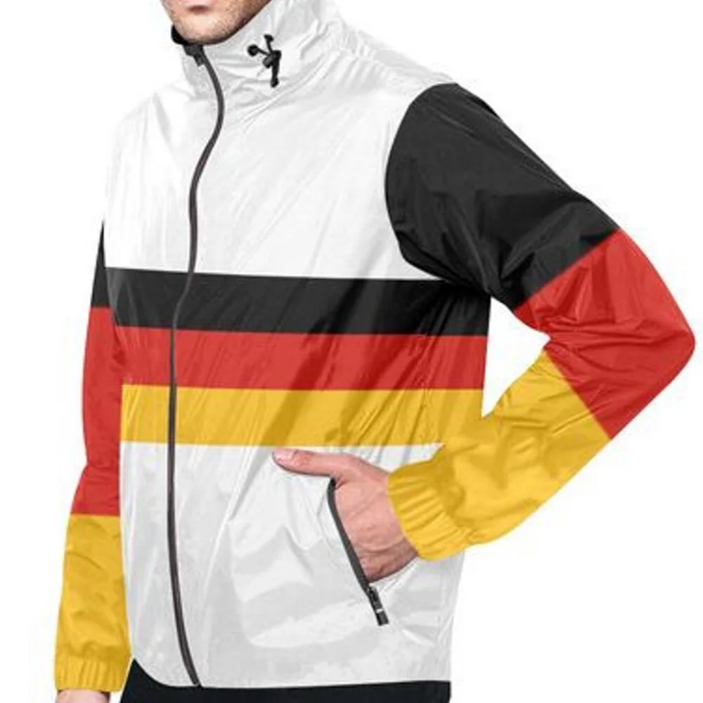 Custom windbreaker high visibility men/German Flag Color Block Stripes All Over Print Windbreaker for Unisex