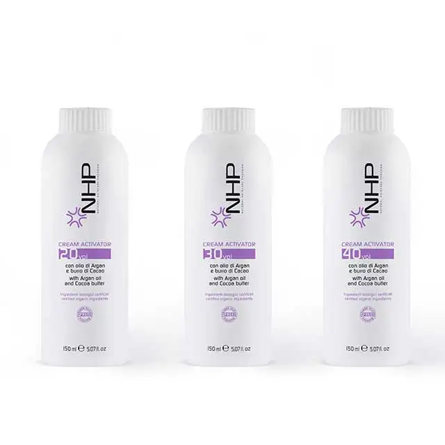 Made in Italy hair care products oxidizing treatment with organic Argan oil and Cocoa butter cream activator