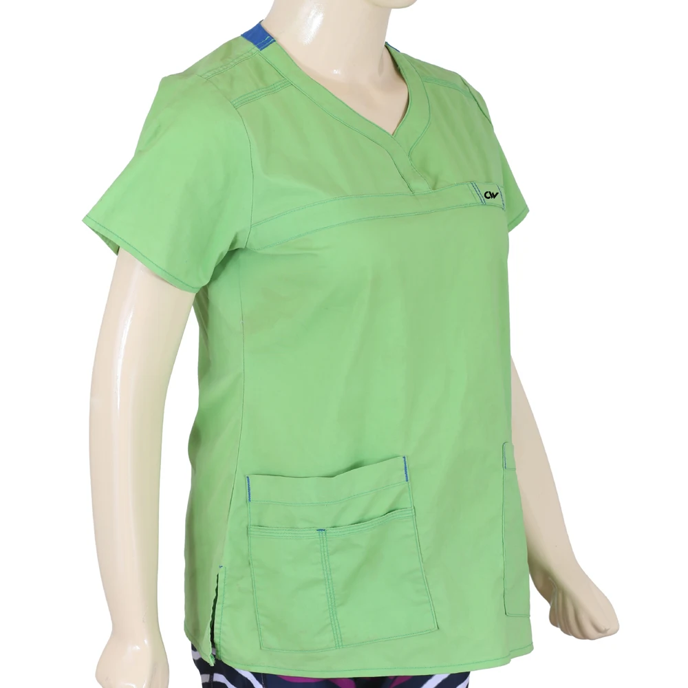  Wholesale Solid Color Cotton Fabric Scrub Uniform Sets Women Suit