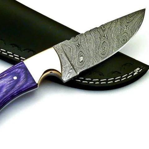 Handmade Custom Damascus Steel Fixed Blade Knife for Hunting and Skinning Knives & Tools