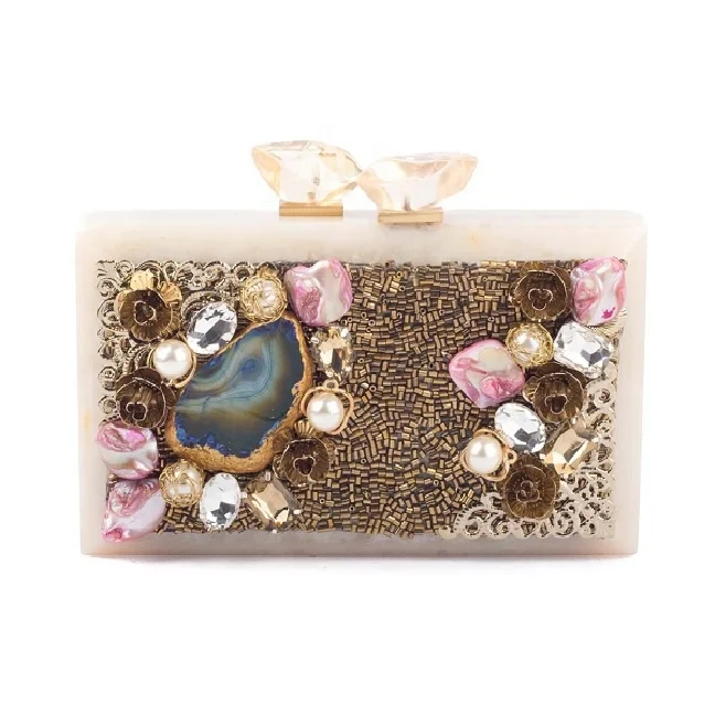 Black Resin Rhinestone Clutch Bag or Evening clutch