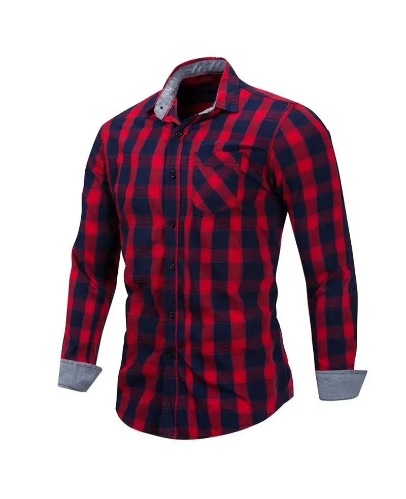 
2021 Manufacture Directly Men Casual Soft Slim Fit Style Plaid Men Long Sleeve Shirt 