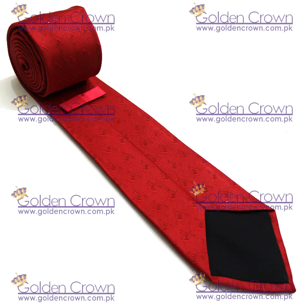 Wholesale New Design Masonic Red Silk Tie with Sq & G | High Quality Woven Ties