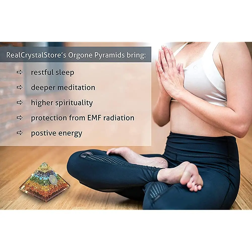 Wholesale Seven Chakra Orgonite Pyramid Healing Crystal Natural Seven Chakra Orgone Pyramid for Meditation orgone Product