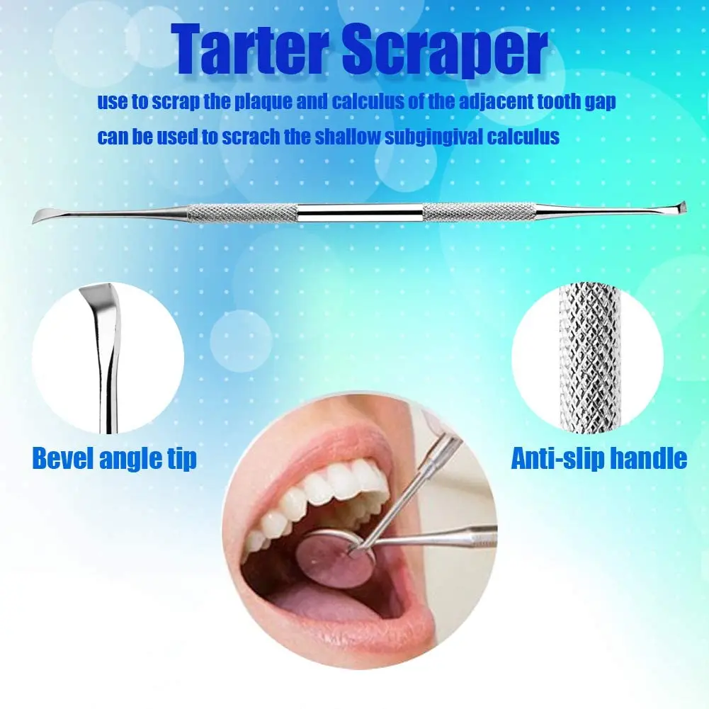 dental pick floss hygiene tool set 6 pcs tooth scraper plaque tartar remover dental tweezer