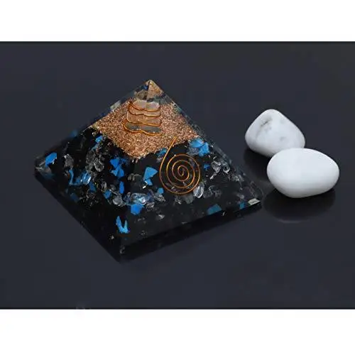 Best Selling Amazon Orgonite Pyramid I Crocon Black Tourmaline Turquoise & Clear Quartz Gemstone Orgone Pyramid