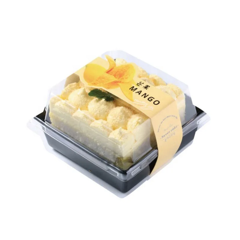 Wholesale Square Cake Tray With Lid PET Plastic Disposable Sandwich Pastry Boxes