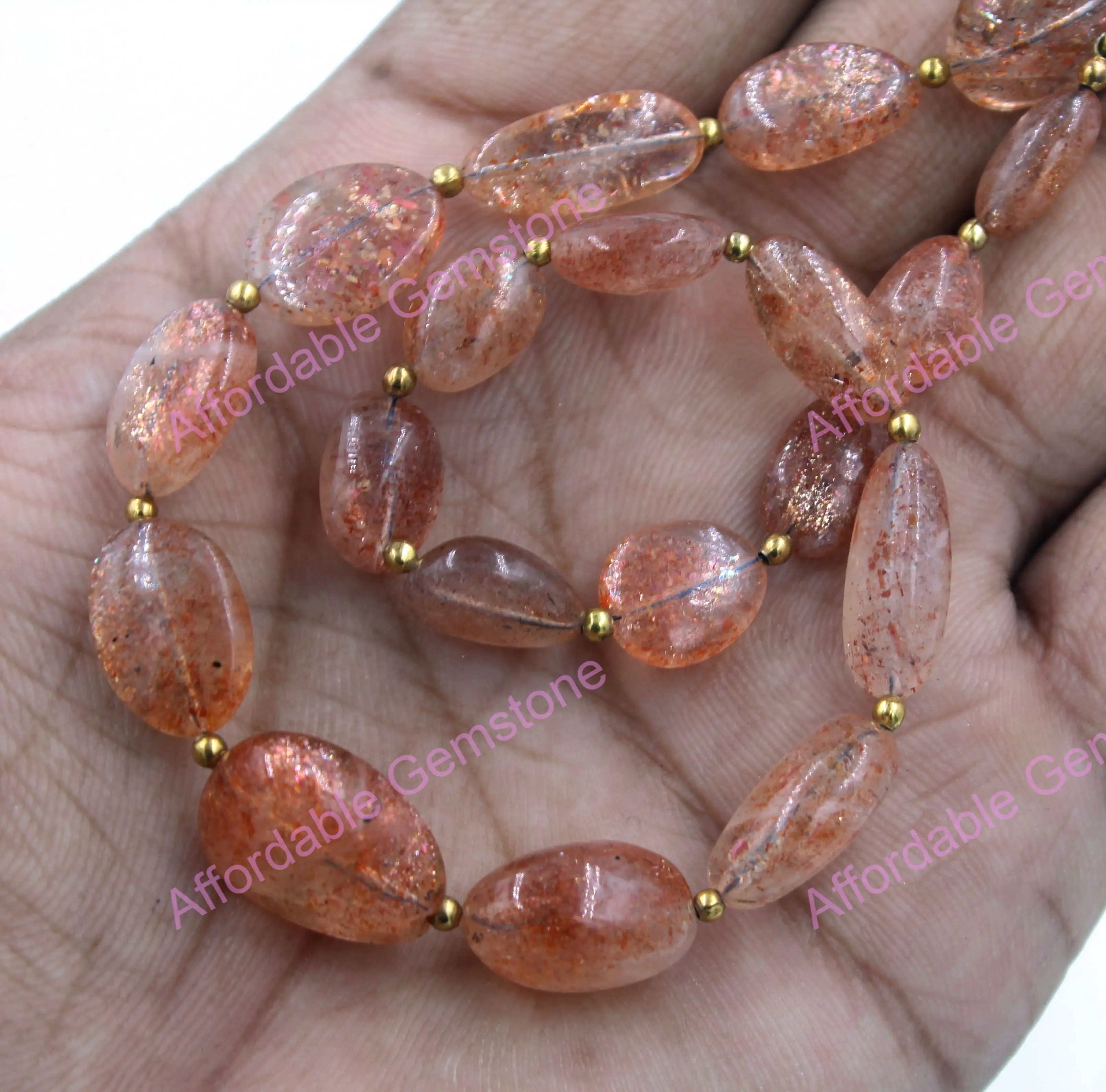 Natural Sunstone Nugget shape gemstone Drilled Gemstones Polished Jewelry Making stone Cut Stones Loose Stone Size 8 to 12 mm