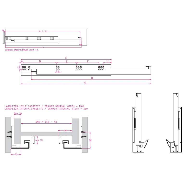 Undermount Push to Open Kitchen Drawer Slide